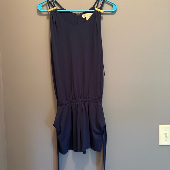 Michael Kors Pants - Michael Kors Shorts Romper Womens 2XS Navy Blue Sleeveless Tie Waist Pockets